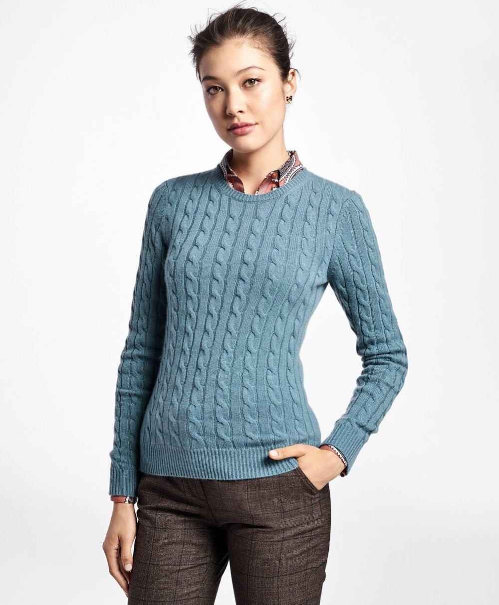 Cashmere Cable Crewneck Sweater