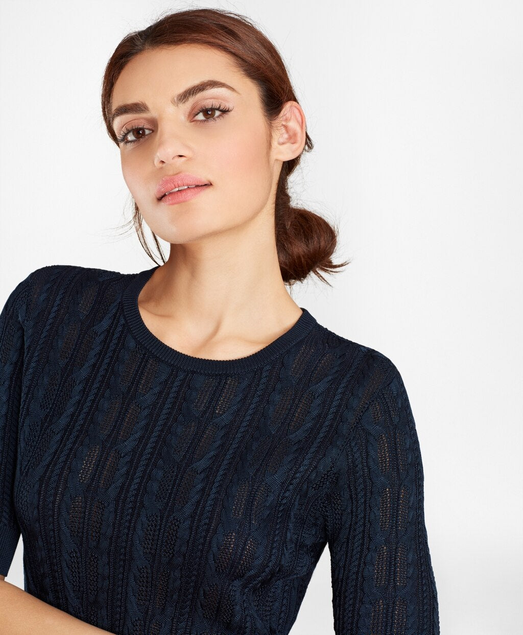 Pointelle Cable-Kit Sweater