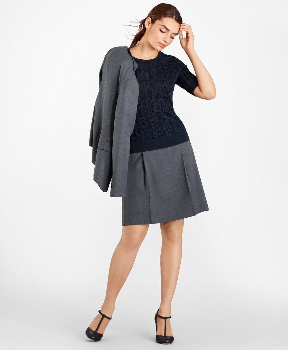 Pointelle Cable-Kit Sweater