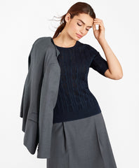 Pointelle Cable-Kit Sweater