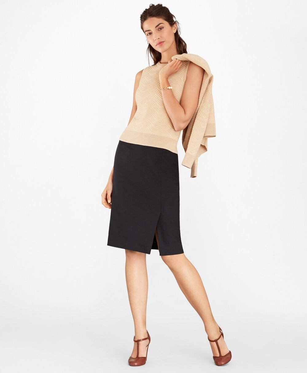 Wool-Linen Chevron-Knit Shell