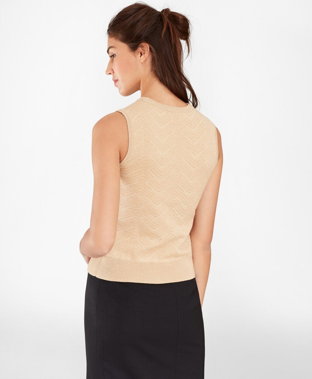 Wool-Linen Chevron-Knit Shell