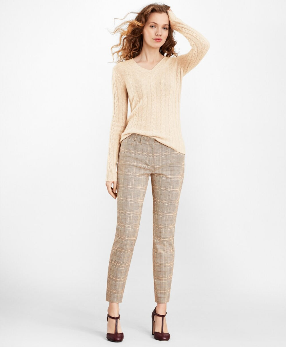 Cable-Knit Cashmere V-Neck Sweater