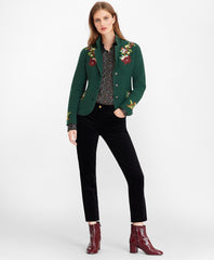 Floral-Embroidered Merino Wool Jacket