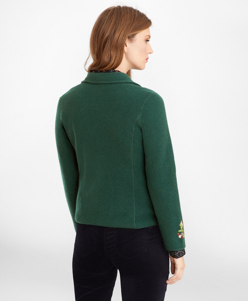 Floral-Embroidered Merino Wool Jacket