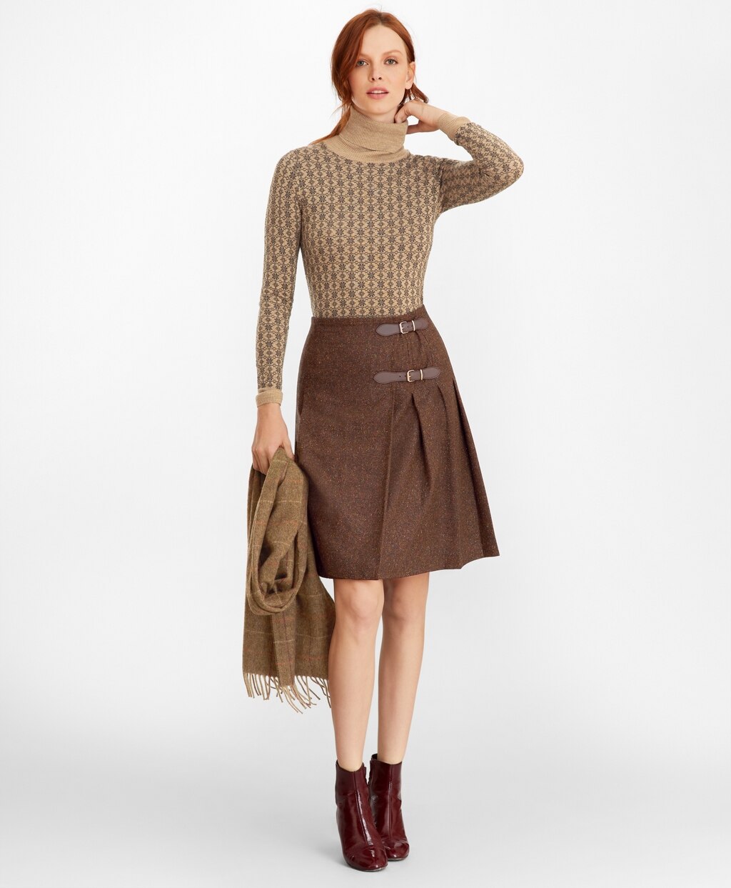 Floral-Jacquard Merino Wool Turtleneck Sweater