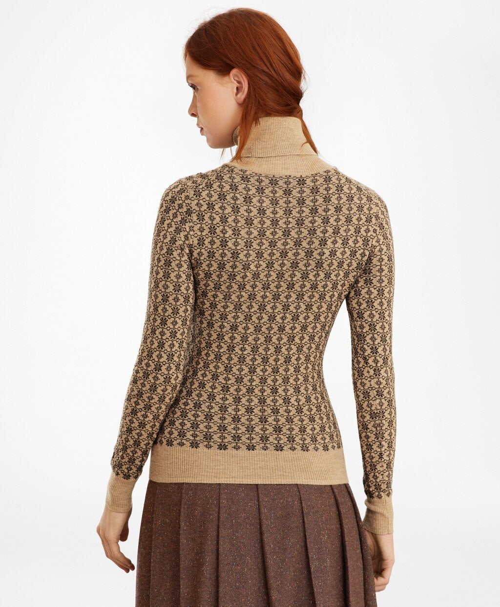 Floral-Jacquard Merino Wool Turtleneck Sweater