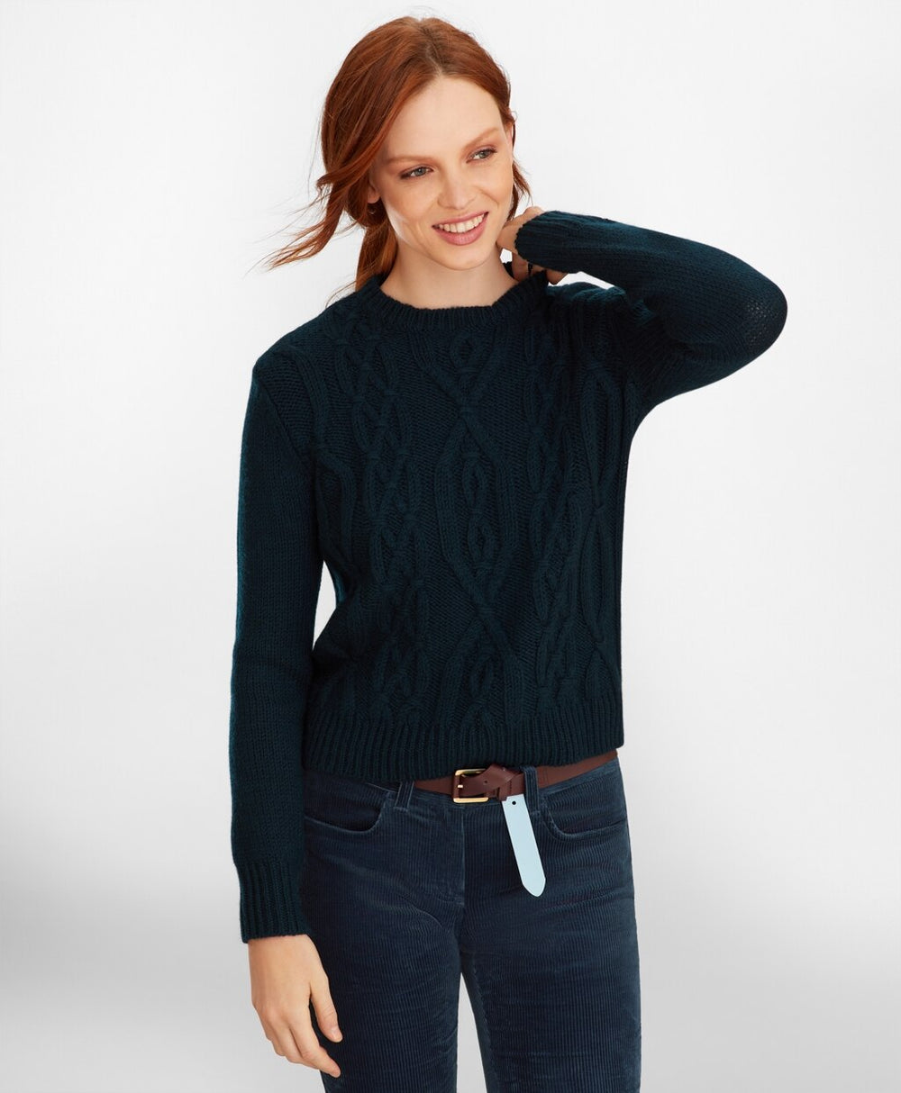 Wool-Alpaca Cable-Knit Sweater