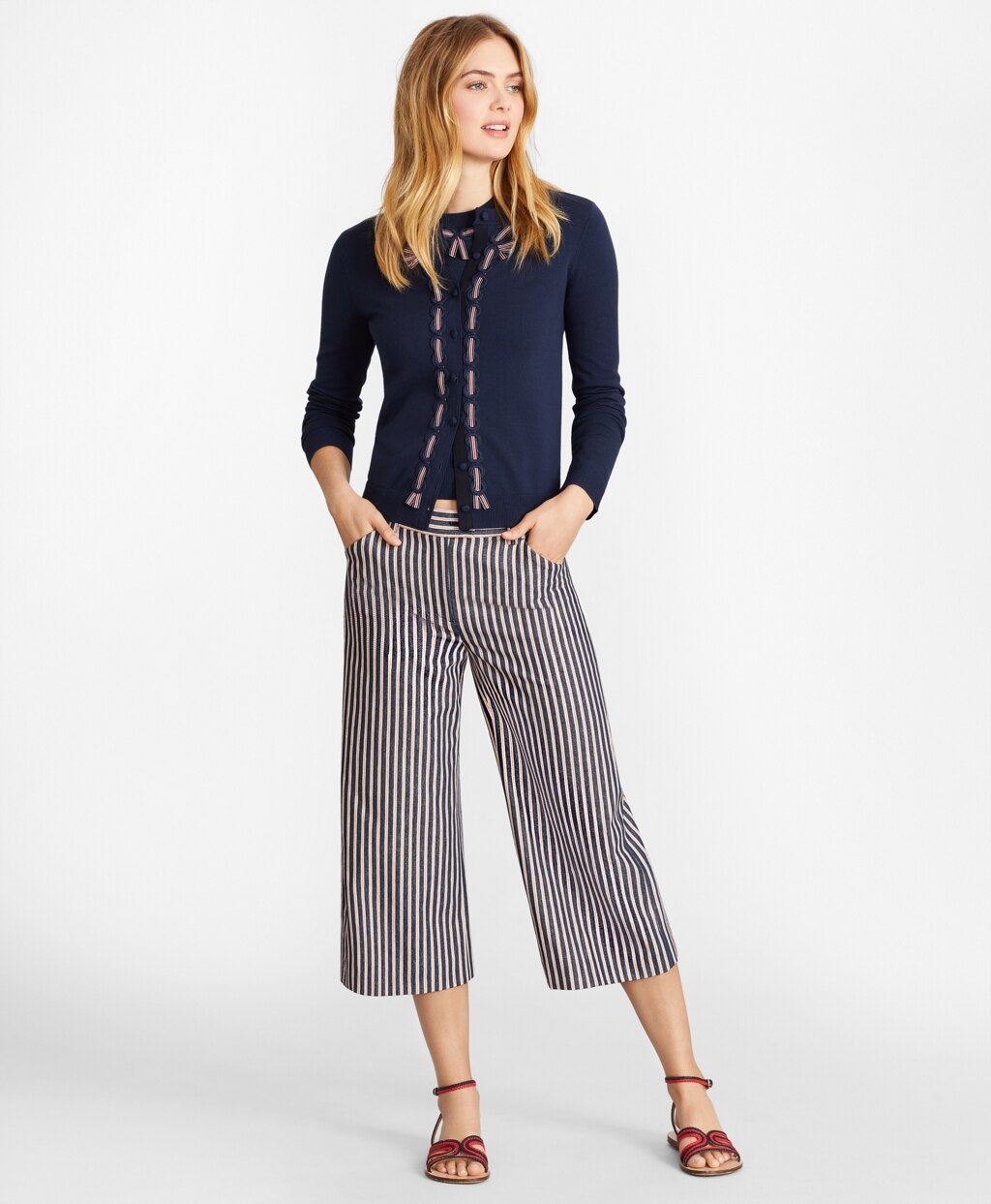 Grosgrain-Trimmed Cotton Cardigan