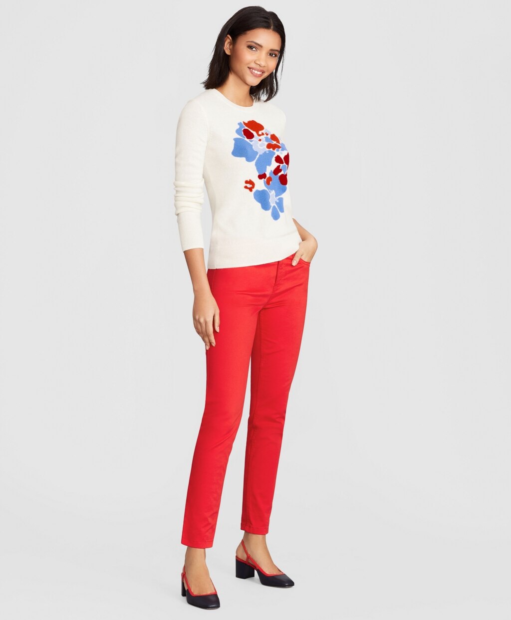 Floral-Patterned Silk-Cashmere Sweater