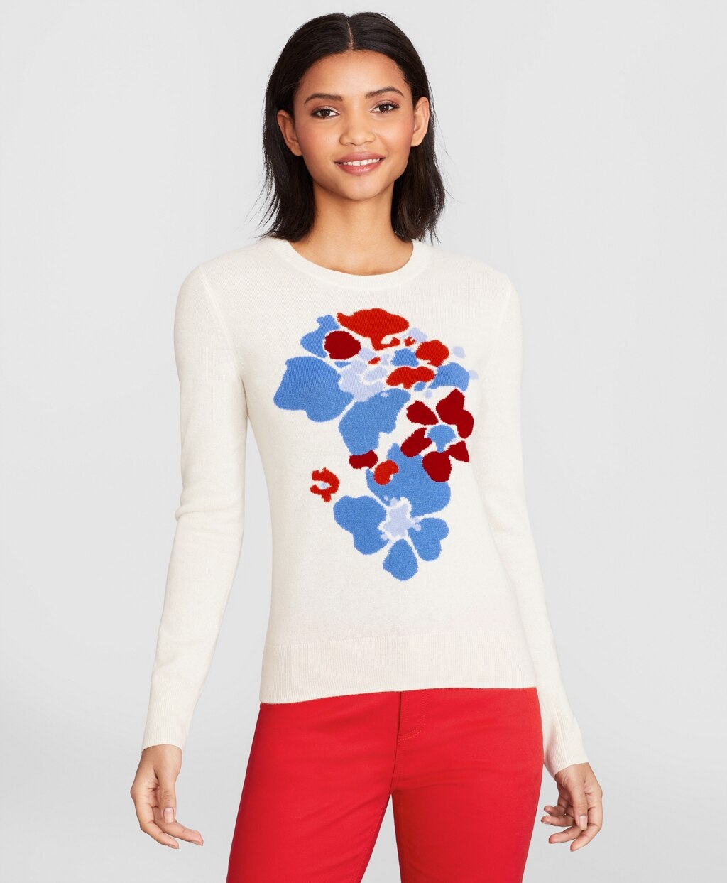 Floral-Patterned Silk-Cashmere Sweater