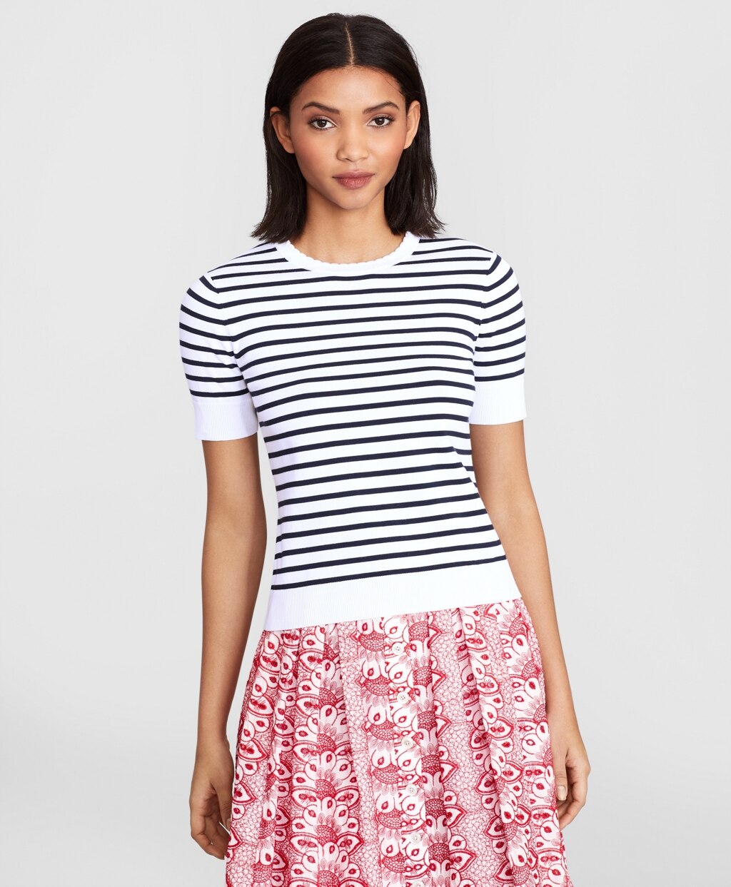 Striped Short-Sleeve Shell