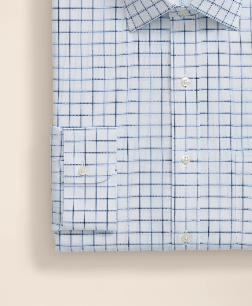 Windowpane Dress Shirt Brooks Brothers Explorer Collection Non-Iron Twill Ainsley Collar