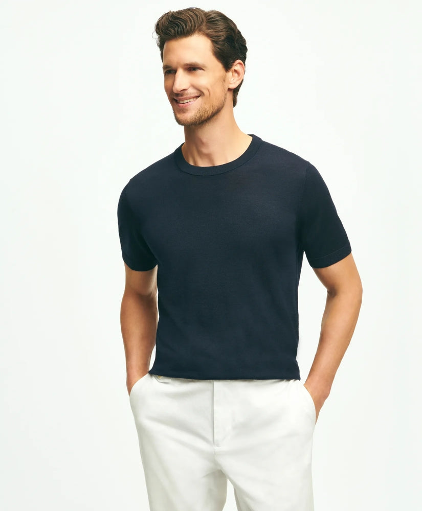 Lightweight Luxe All-Season Sweater Short Sleeve Crewneck