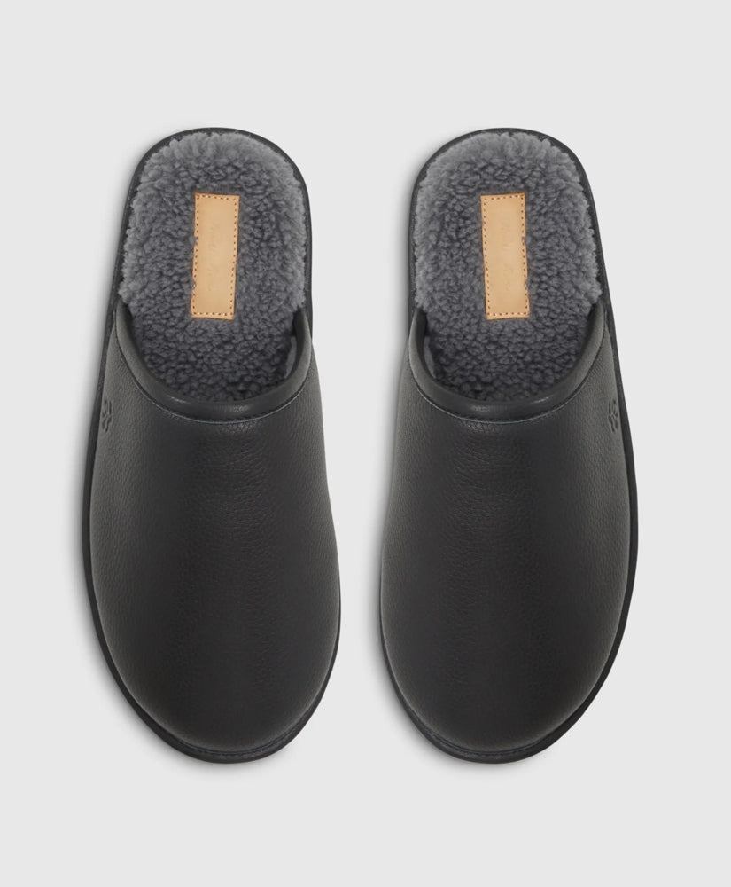 Shearling Lined Leather Slippers