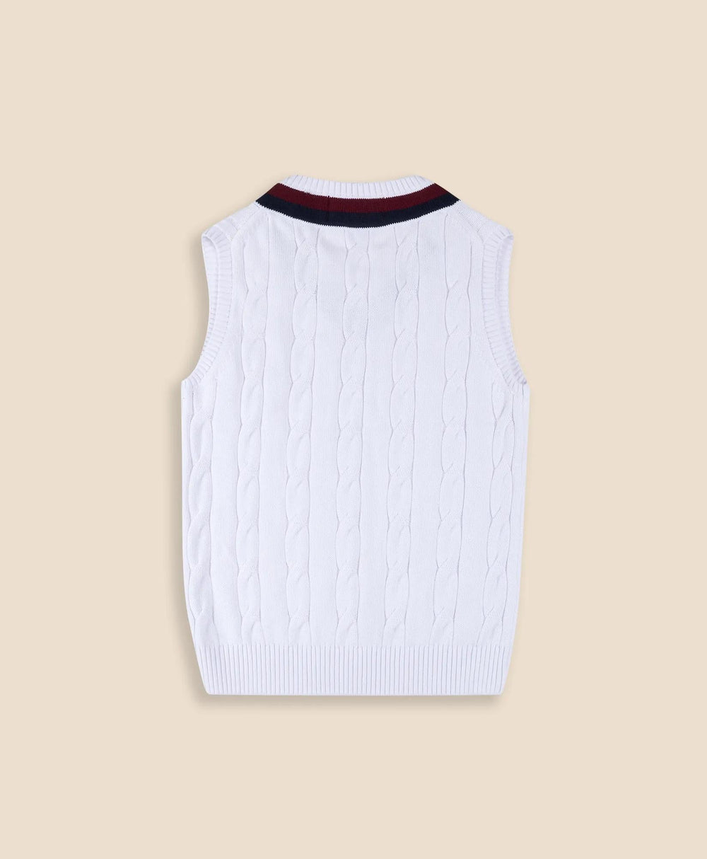 Boys Classic Cable Knit Tennis Vest