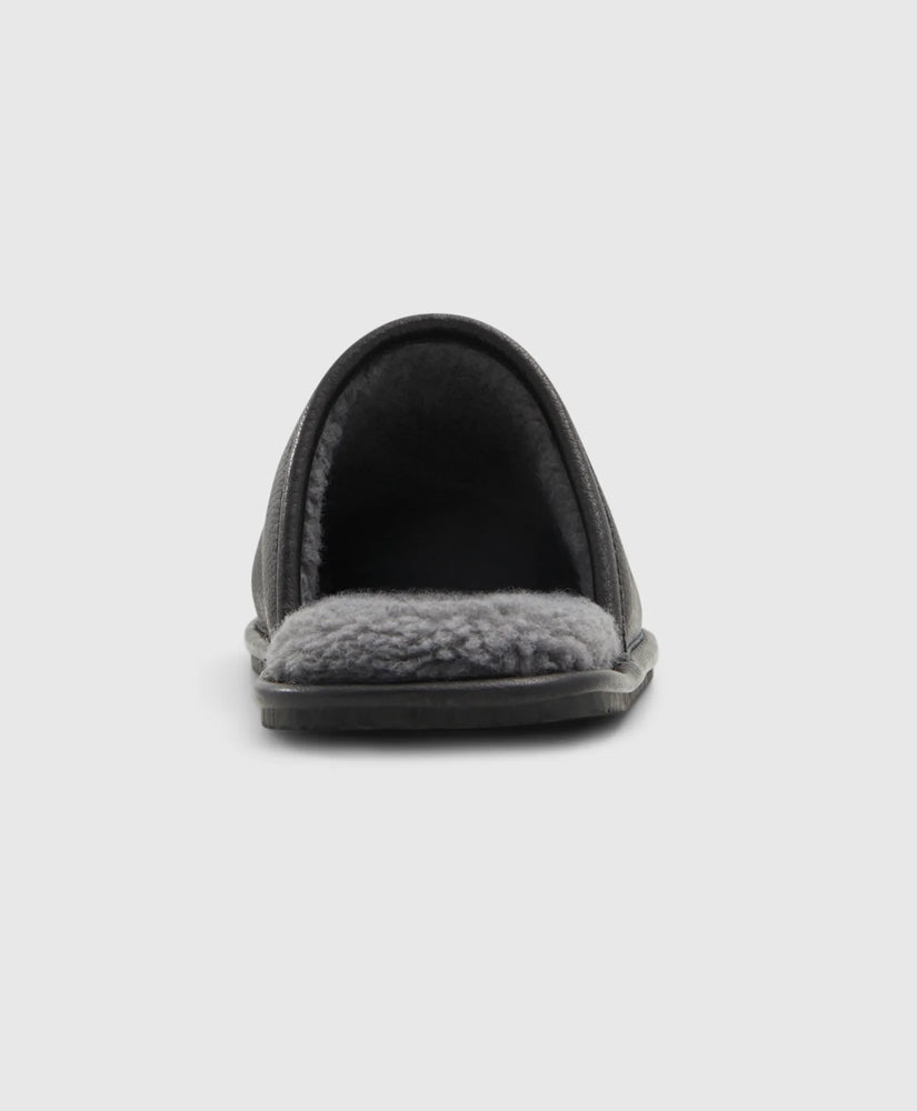Shearling Lined Leather Slippers