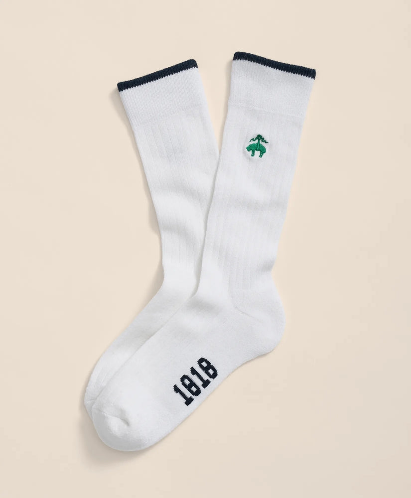 Cotton Blend Contrast Tipped Ribbed Socks with Golden Fleece® Embroidery