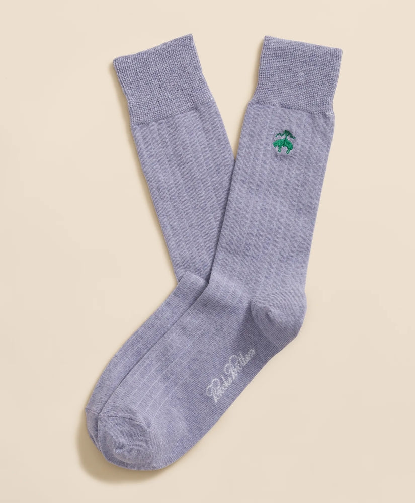 Cotton Blend Ribbed Socks with Embroidered Golden Fleece®