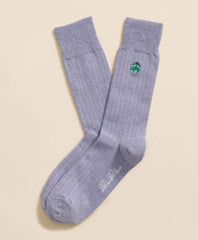 Cotton Blend Ribbed Socks with Embroidered Golden Fleece®