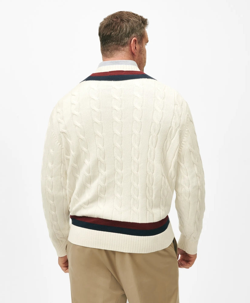 Big & Tall Supima® Cotton Cable Tennis Sweater