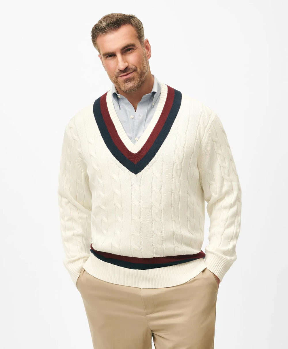 Big & Tall Supima® Cotton Cable Tennis Sweater