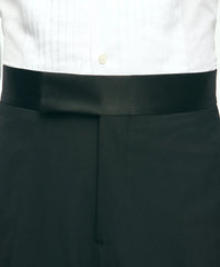 Black Fleece Tuxedo Pants in Wool-Silk