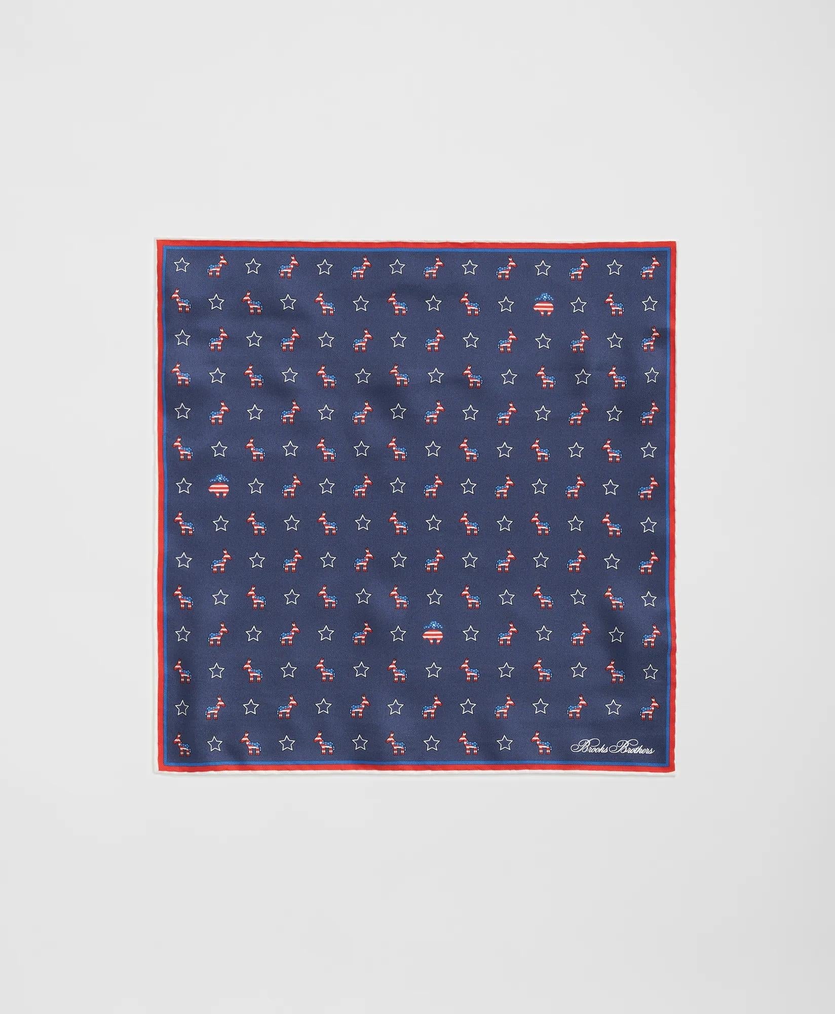 Donkey Motif Silk Pocket Square