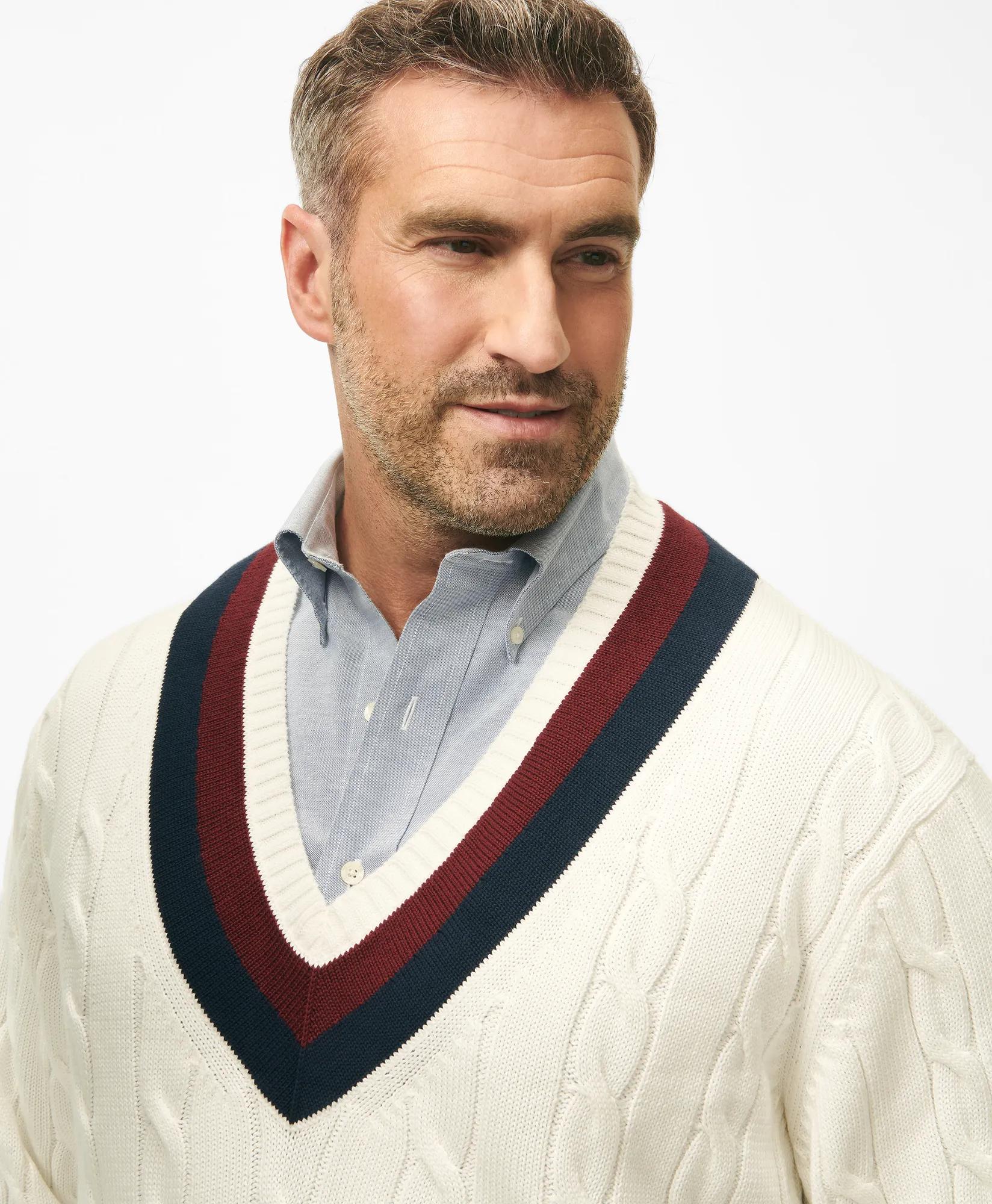 Big & Tall Supima® Cotton Cable Tennis Sweater