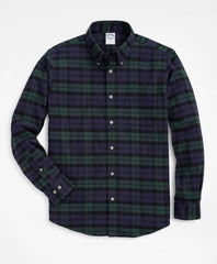 Portuguese Flannel Polo Button Down Collar Black Watch Shirt