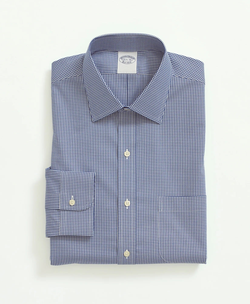 Gingham Dress Shirt Stretch Supima® Cotton Non-Iron Pinpoint Oxford Ainsley Collar