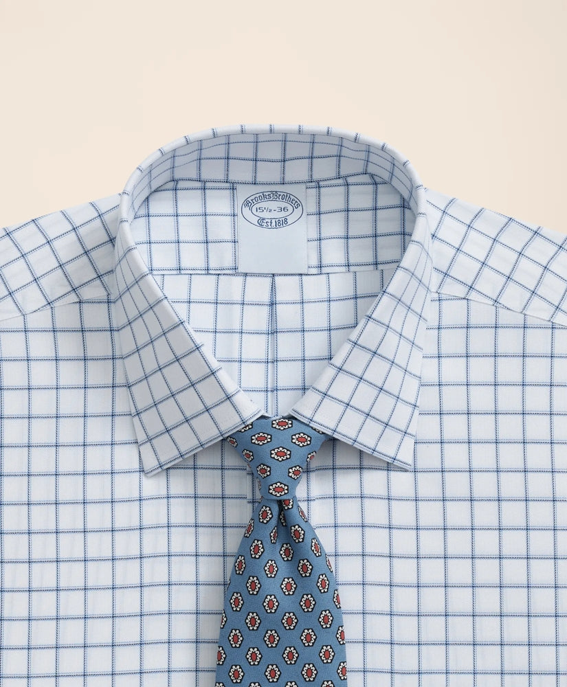 Windowpane Dress Shirt Brooks Brothers Explorer Collection Non-Iron Twill Ainsley Collar