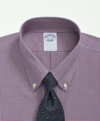 Checked Dress Shirt Big & Tall Stretch Supima® Cotton Non-Iron Poplin Polo Button-Down Collar