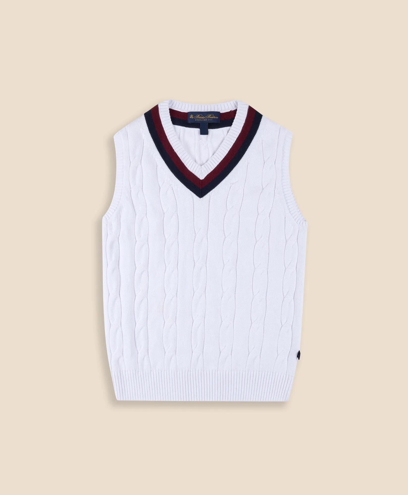 Boys Classic Cable Knit Tennis Vest