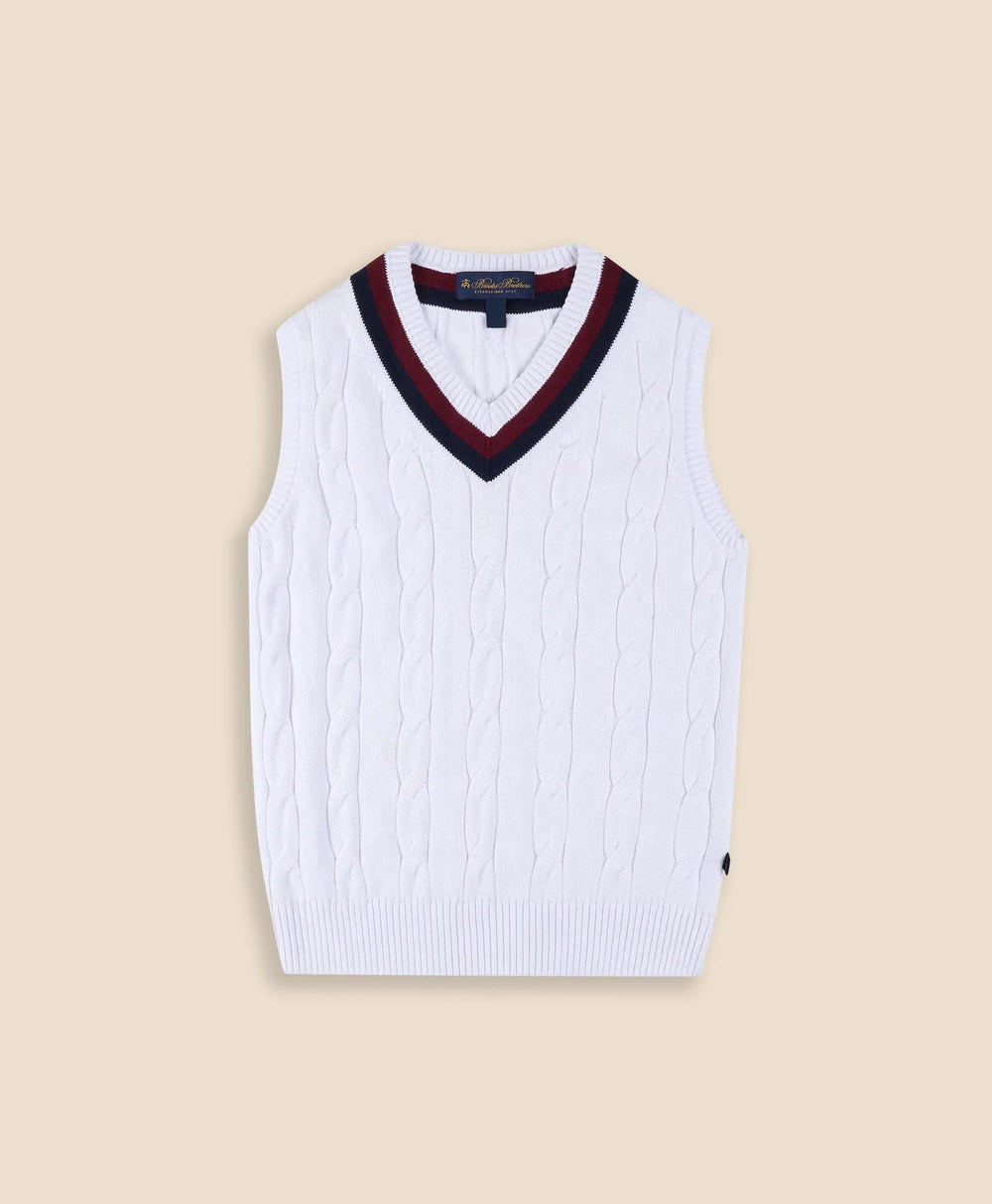 Boys Classic Cable Knit Tennis Vest