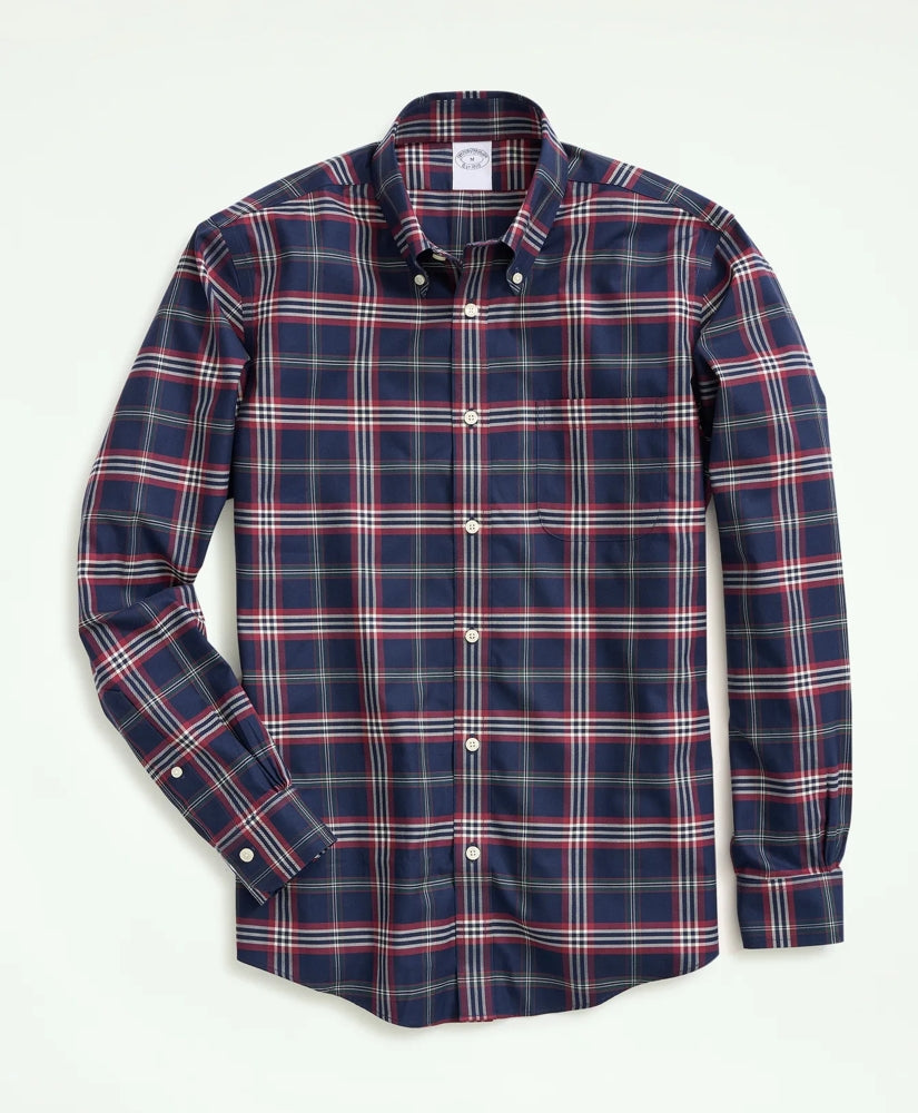 Stretch Supima® Cotton Non-Iron Twill Polo Button Down Collar Tartan Shirt