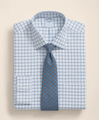 Windowpane Dress Shirt Brooks Brothers Explorer Collection Non-Iron Twill Ainsley Collar